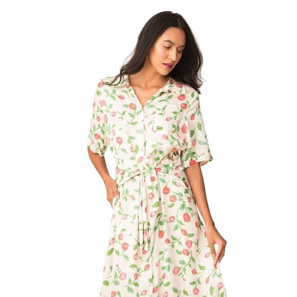 Hofmann Copenhagen Gabriella Shirt Dress in Cream 34 2 Womens Midi Tie - Picture 6 of 15